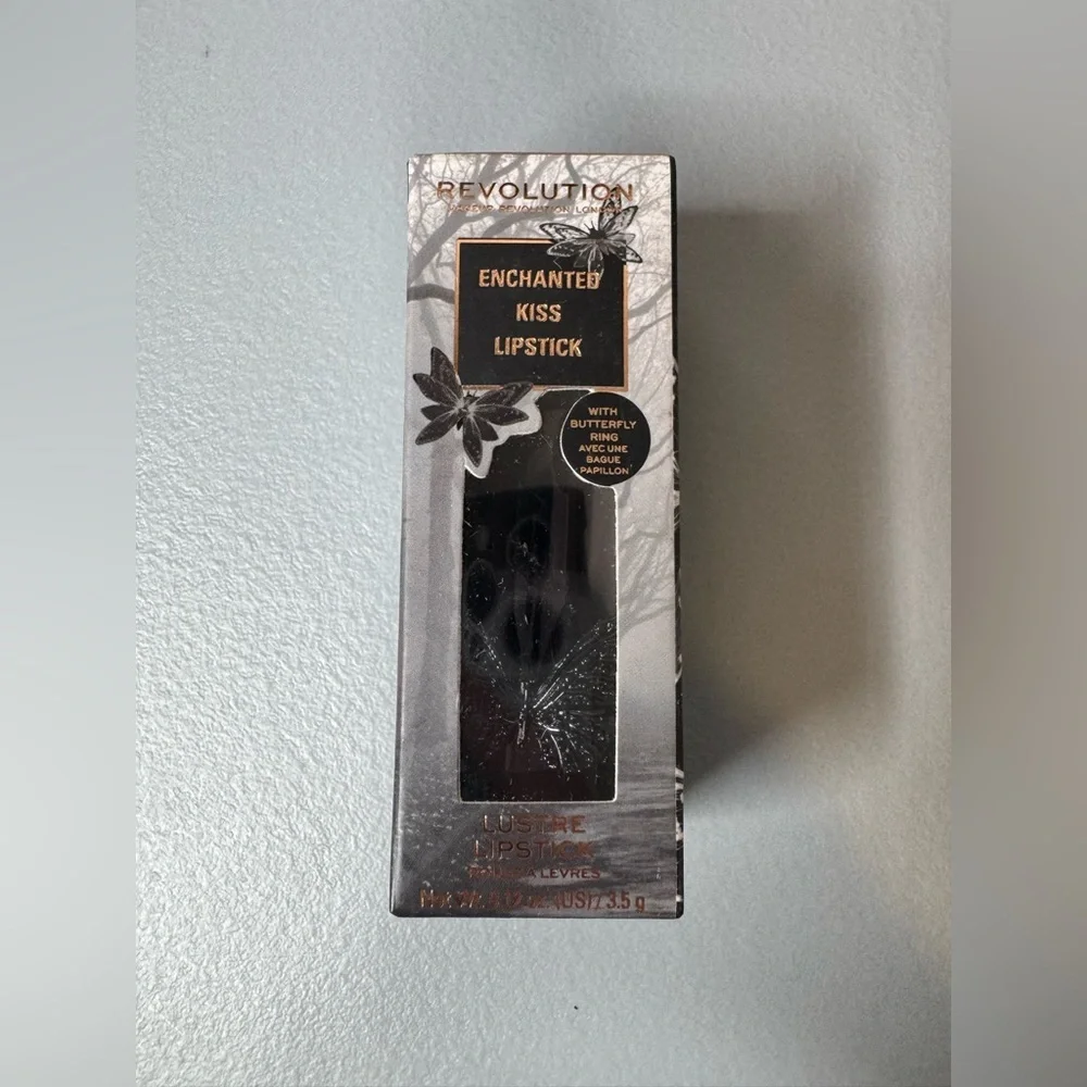 Revolution retired enchanted kiss lipstick with butterfly ring in black